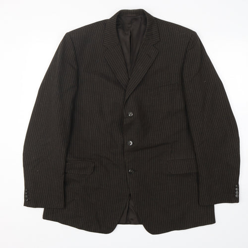 Hector Powe Mens Brown Striped Polyester Jacket Suit Jacket