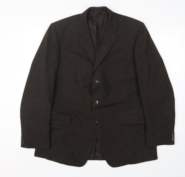 Hector Powe Mens Brown Striped Polyester Jacket Suit Jacket