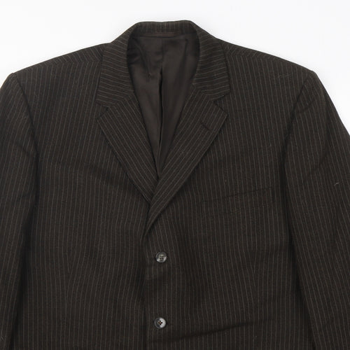 Hector Powe Mens Brown Striped Polyester Jacket Suit Jacket