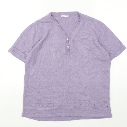 Damart Womens Purple  Acrylic Basic T-Shirt Size 14 V-Neck