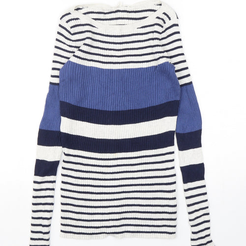 Gap Womens Multicoloured Round Neck Striped Cotton Pullover Jumper Size S