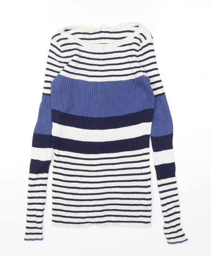 Gap Womens Multicoloured Round Neck Striped Cotton Pullover Jumper Size S
