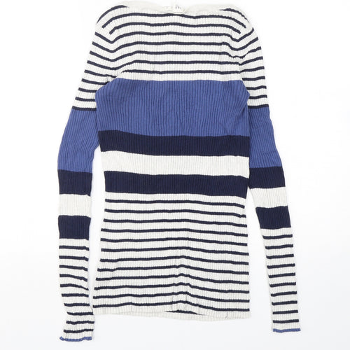 Gap Womens Multicoloured Round Neck Striped Cotton Pullover Jumper Size S