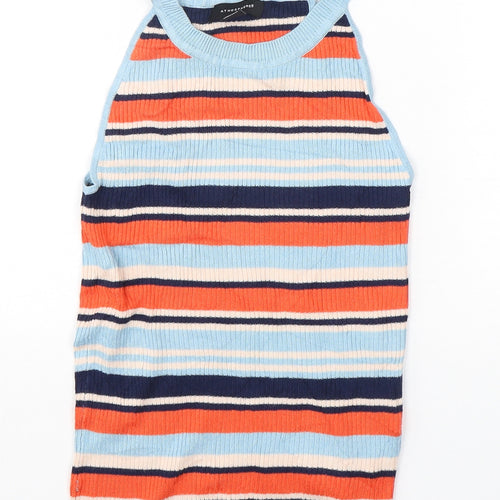 Atmosphere Womens Multicoloured Round Neck Striped Viscose Vest Jumper Size 10