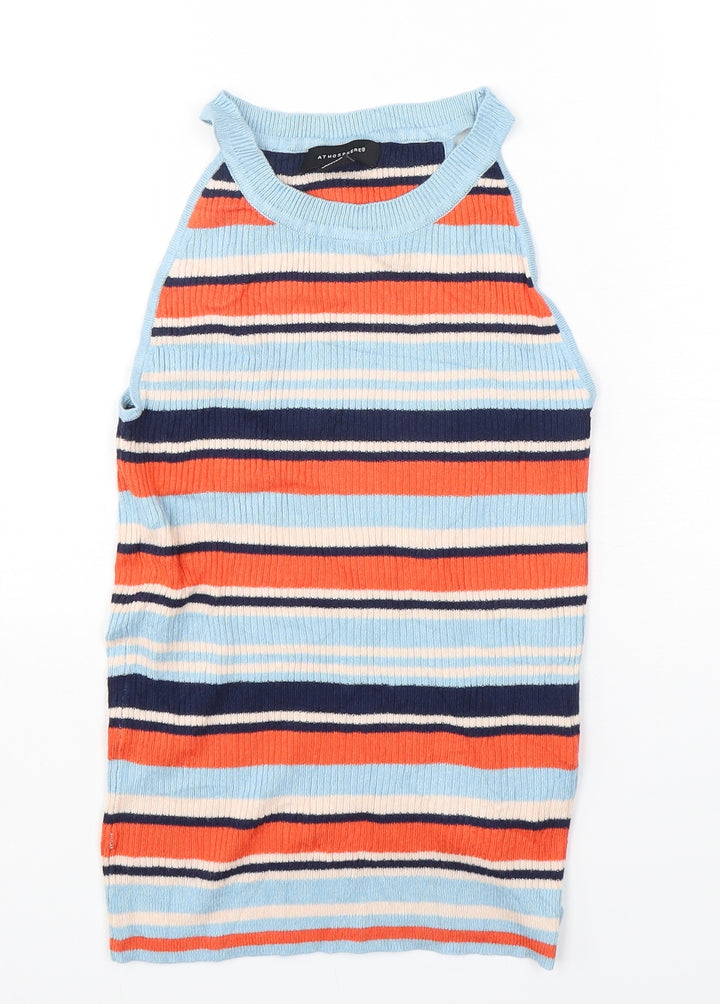 Atmosphere Womens Multicoloured Round Neck Striped Viscose Vest Jumper Size 10