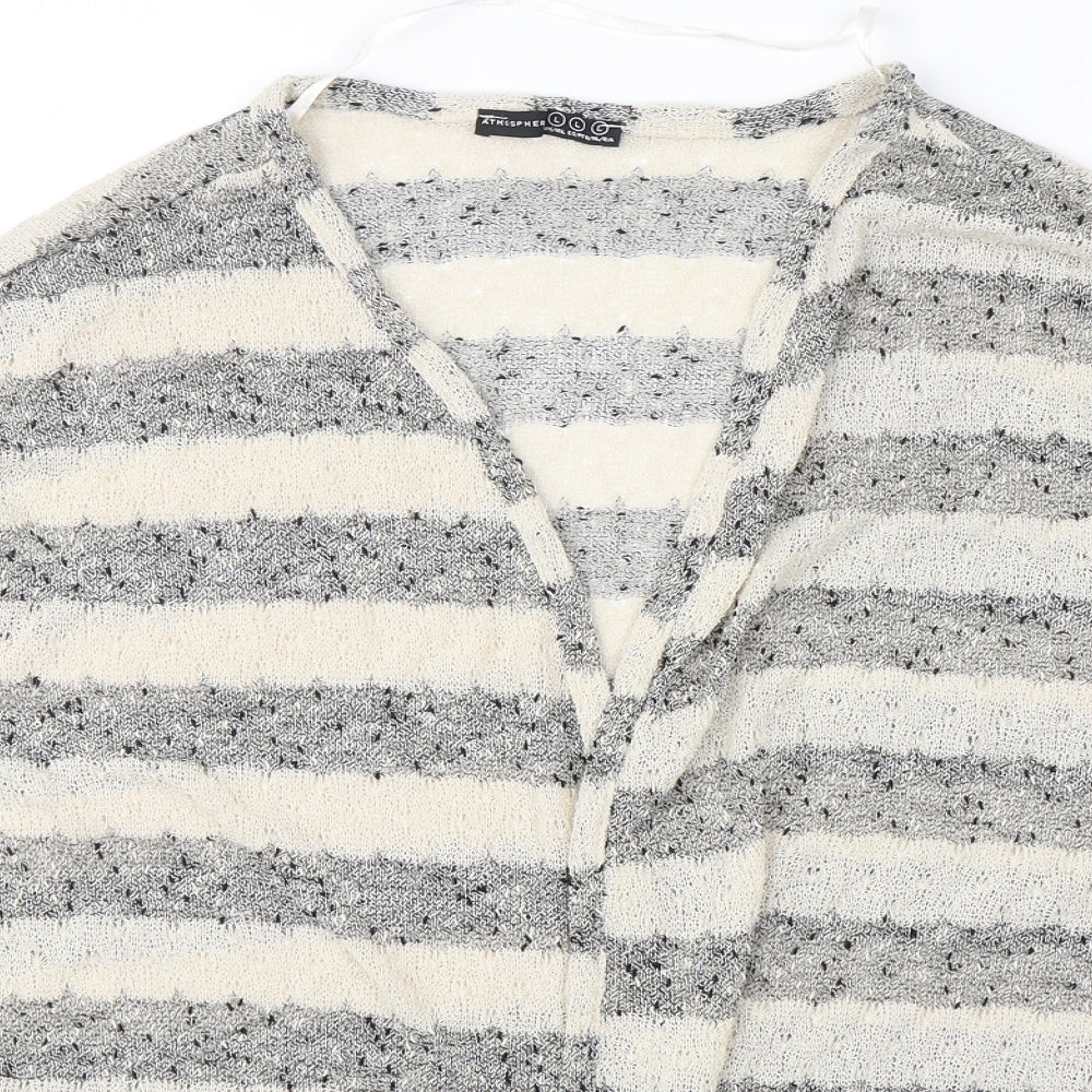 Atmosphere Womens Multicoloured V-Neck Striped Polyester Cardigan Jumper Size L