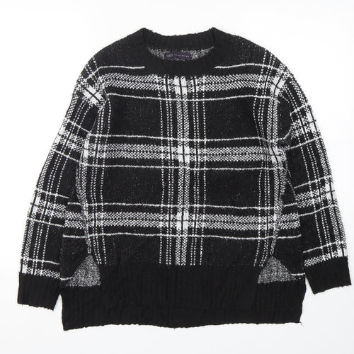 Marks and Spencer Womens Multicoloured Round Neck Plaid Acrylic Pullover Jumper Size S