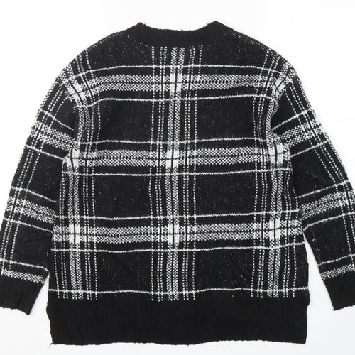 Marks and Spencer Womens Multicoloured Round Neck Plaid Acrylic Pullover Jumper Size S
