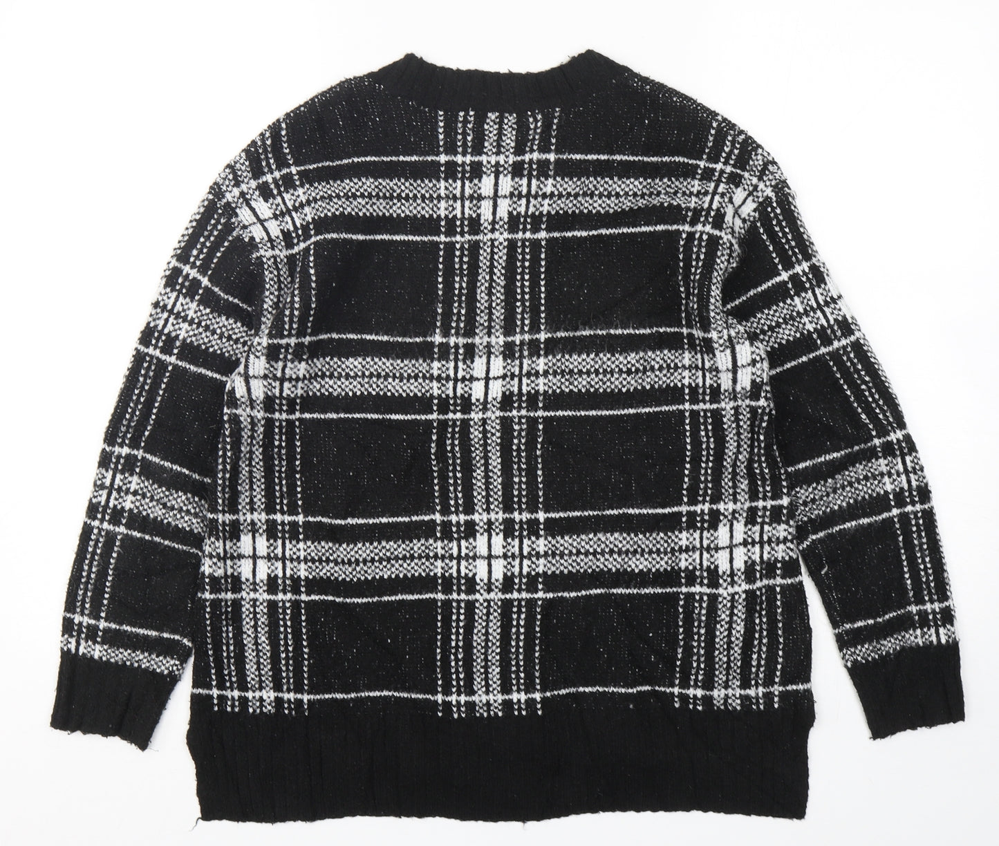 Marks and Spencer Womens Multicoloured Round Neck Plaid Acrylic Pullover Jumper Size S