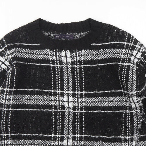 Marks and Spencer Womens Multicoloured Round Neck Plaid Acrylic Pullover Jumper Size S