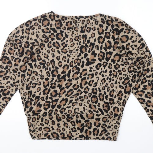 New Look Womens Multicoloured Round Neck Animal Print Polyester Pullover Jumper Size S