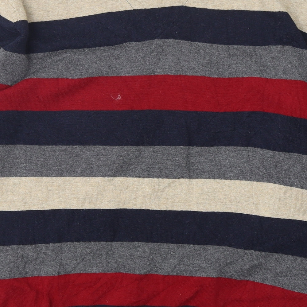 Sand Stone Mens Multicoloured V-Neck Striped Cotton Pullover Jumper Size L