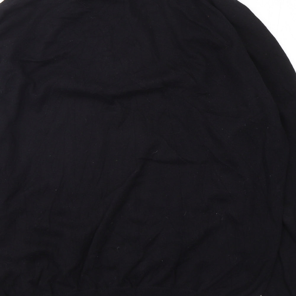 Marks and Spencer Mens Black Mock Neck  Cotton Pullover Jumper Size L
