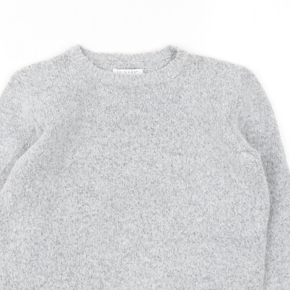 Primark Girls Grey  Acrylic Basic T-Shirt Size 11-12 Years Round Neck