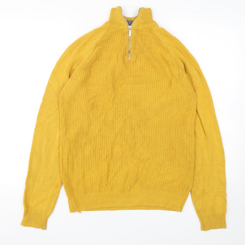George Womens Yellow Mock Neck  Cotton Pullover Jumper Size S