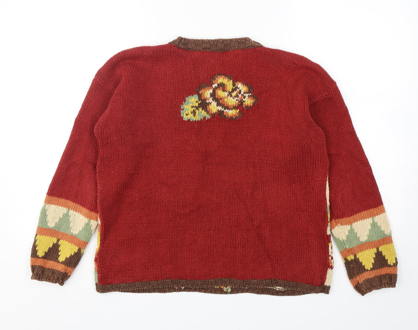 Marks and Spencer Womens Multicoloured Round Neck Floral Ramie Pullover Jumper Size 8