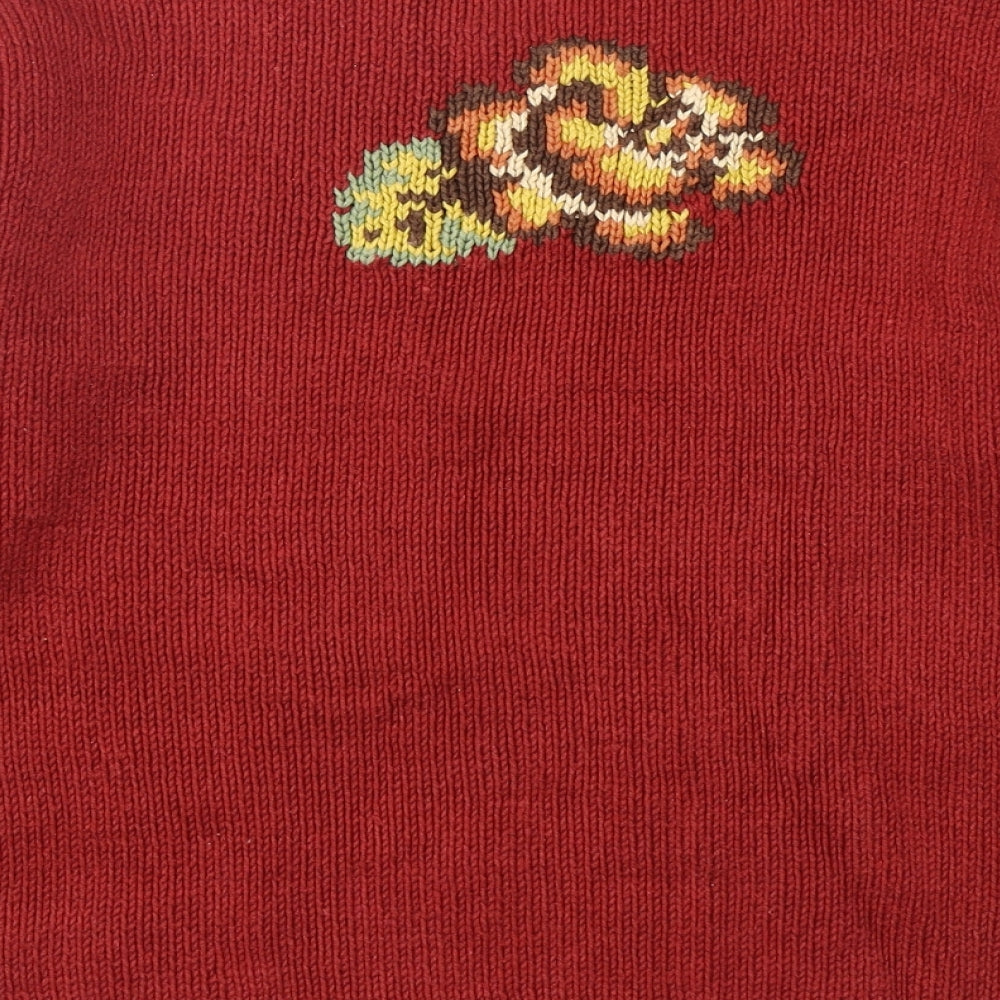 Marks and Spencer Womens Multicoloured Round Neck Floral Ramie Pullover Jumper Size 8