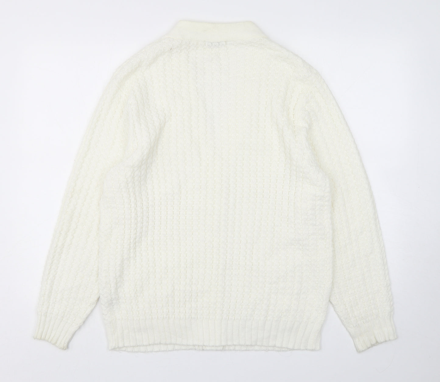 Damart Womens White V-Neck  Acrylic Cardigan Jumper Size 18