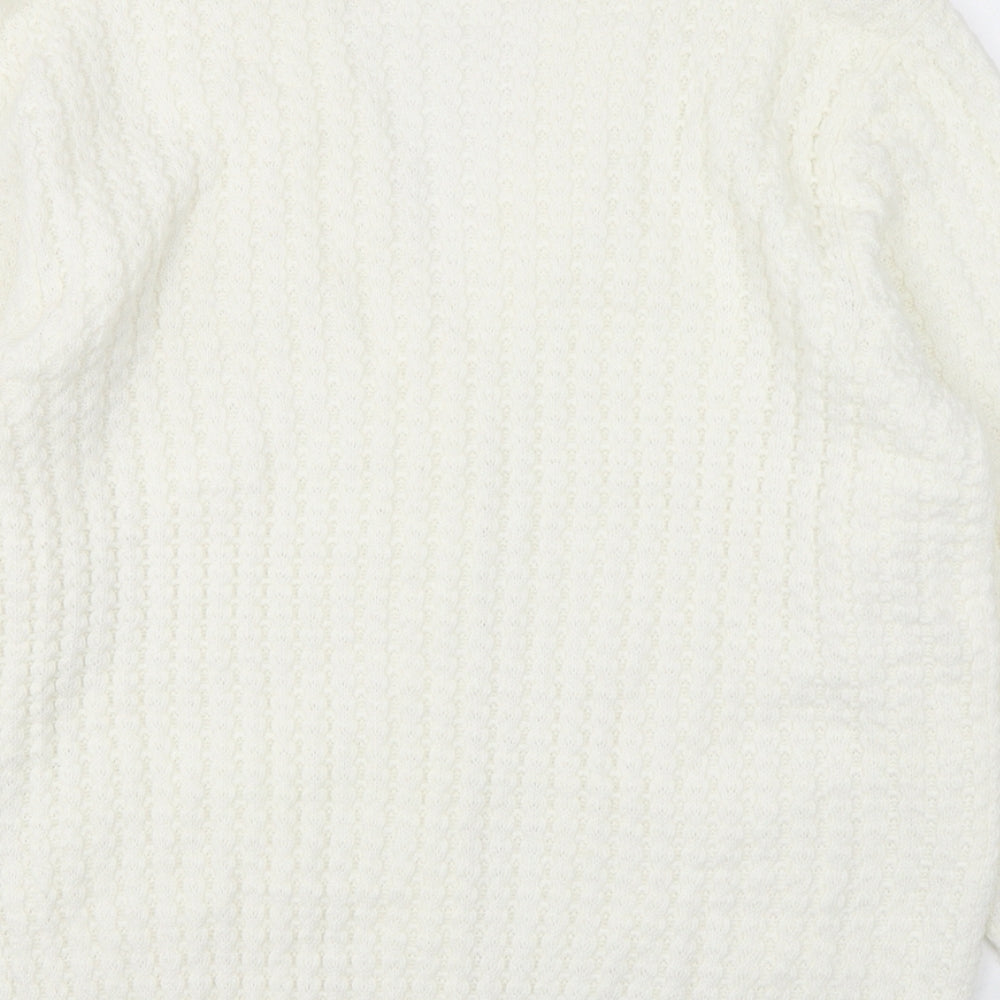 Damart Womens White V-Neck  Acrylic Cardigan Jumper Size 18