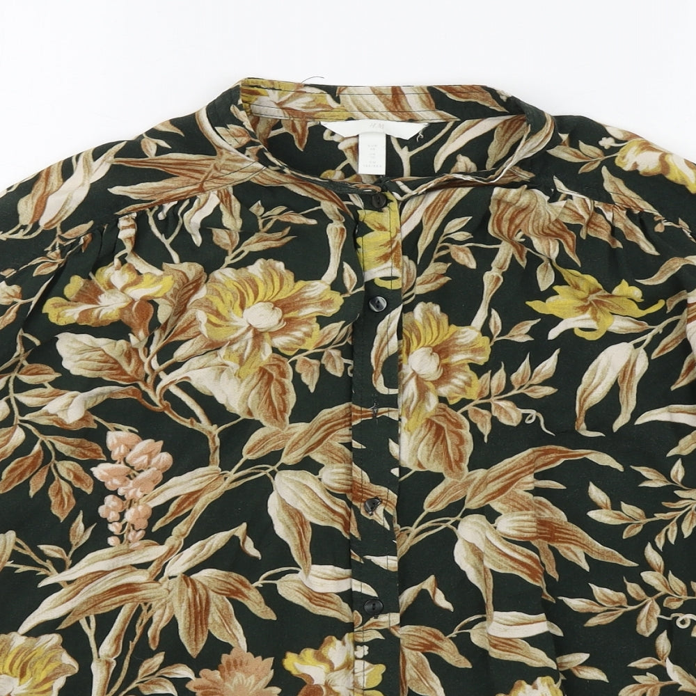 H&M Womens Multicoloured Floral Viscose Basic Button-Up Size 10 Halter