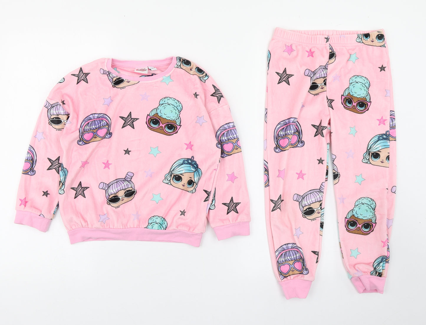 F&F Girls Pink Geometric Polyester Top Pyjama Set Size 5-6 Years  Pullover - L.O.L Dolls