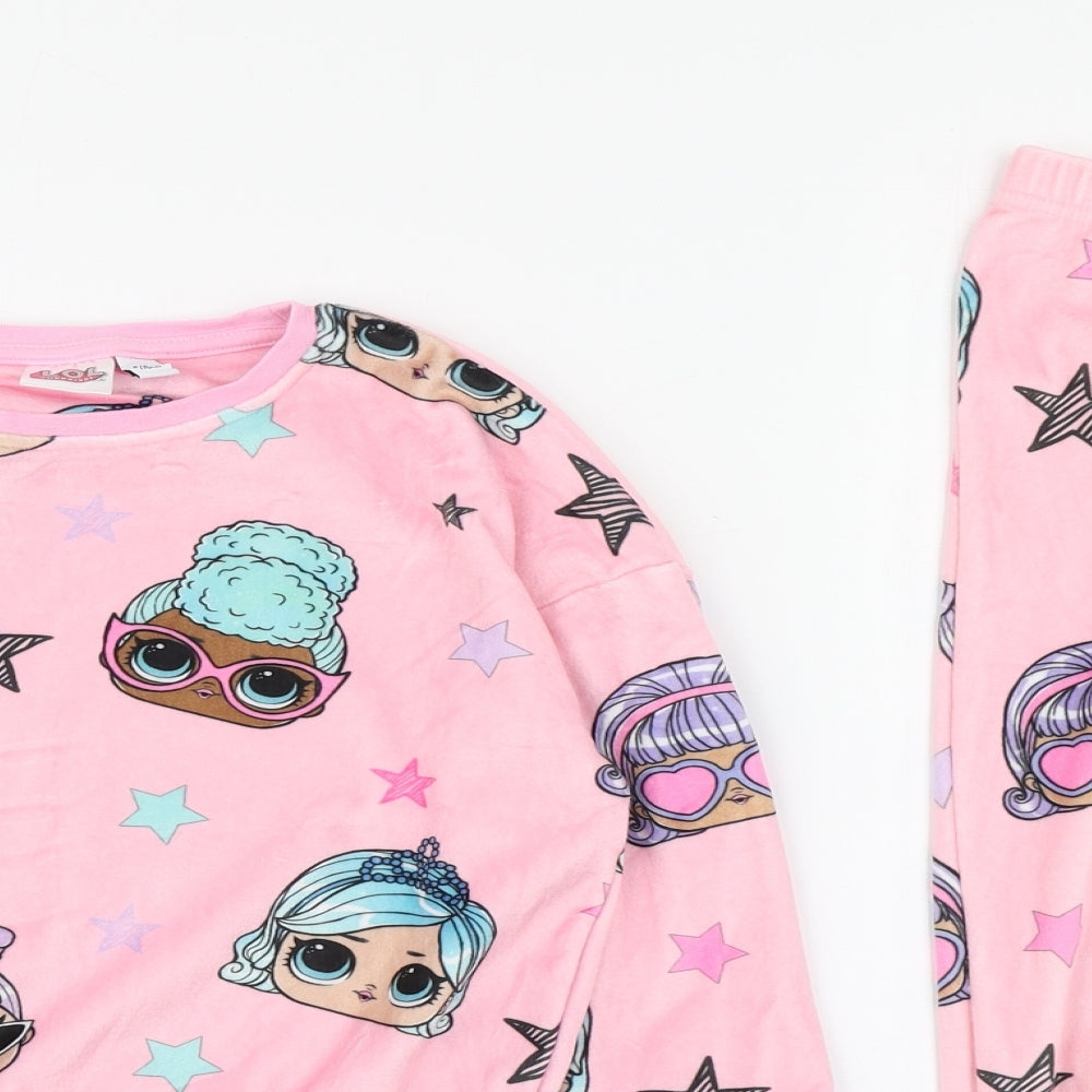 F&F Girls Pink Geometric Polyester Top Pyjama Set Size 5-6 Years  Pullover - L.O.L Dolls