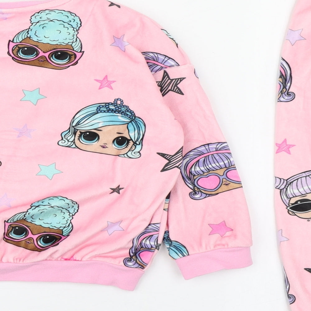 F&F Girls Pink Geometric Polyester Top Pyjama Set Size 5-6 Years  Pullover - L.O.L Dolls