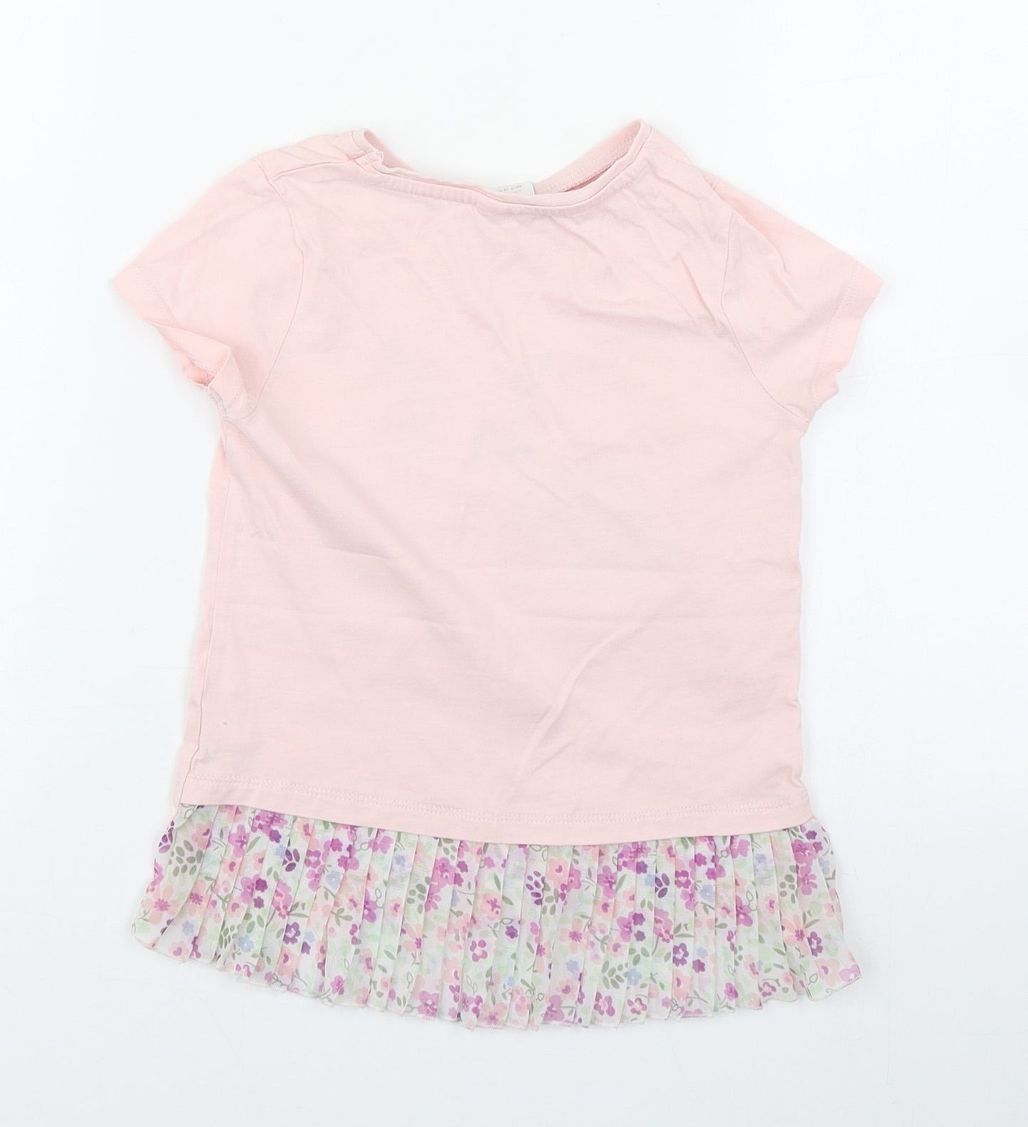 F&F Girls Pink  Cotton Basic T-Shirt Size 5-6 Years Round Neck Pullover