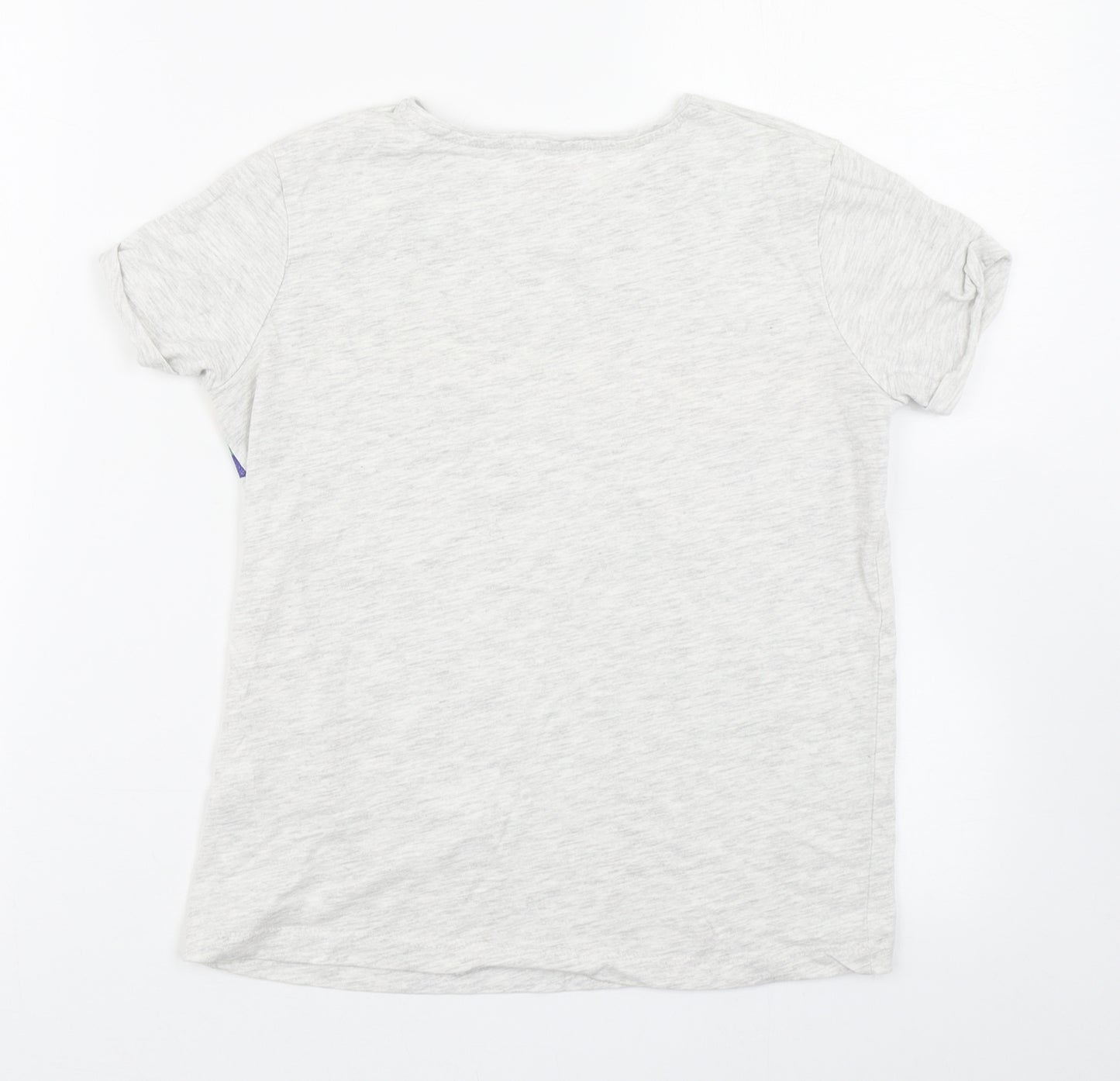 Primark Girls Grey  Cotton Basic T-Shirt Size 10-11 Years Round Neck Pullover