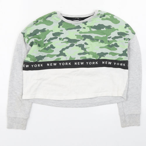 George Boys Grey Camouflage Cotton Pullover Sweatshirt Size 7-8 Years  Pullover