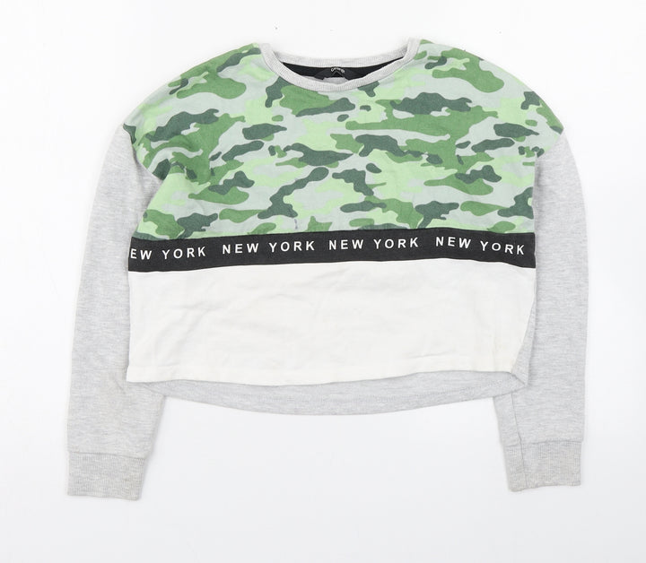 George Boys Grey Camouflage Cotton Pullover Sweatshirt Size 7-8 Years  Pullover