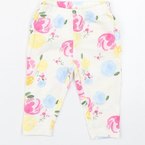 Primark Girls Multicoloured Floral Cotton Jogger Leggings Size 3-6 Months