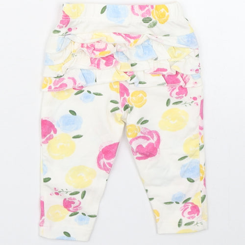 Primark Girls Multicoloured Floral Cotton Jogger Leggings Size 3-6 Months