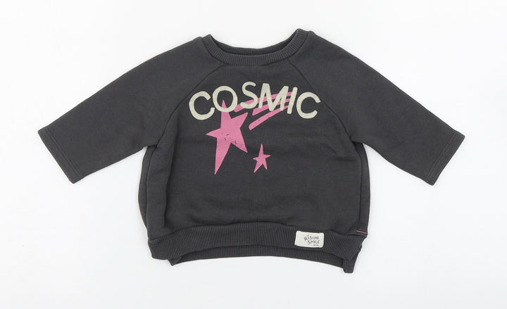 NEXT Girls Grey 100% Cotton Pullover Jumper Size 3-6 Months Pullover