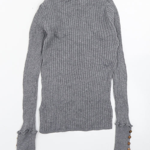 Topshop Womens Grey High Neck  Viscose Pullover Jumper Size 8