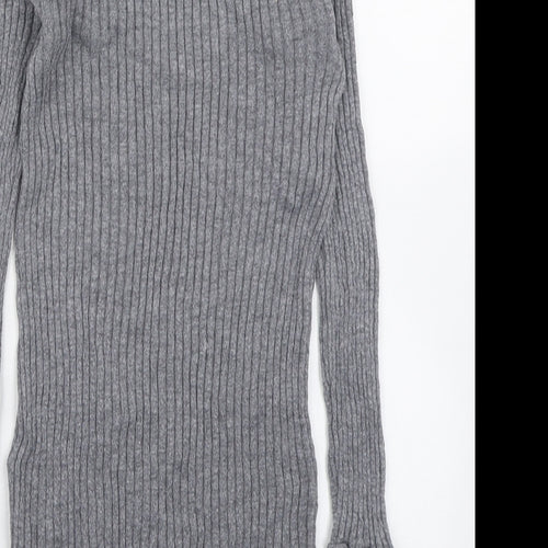 Topshop Womens Grey High Neck  Viscose Pullover Jumper Size 8