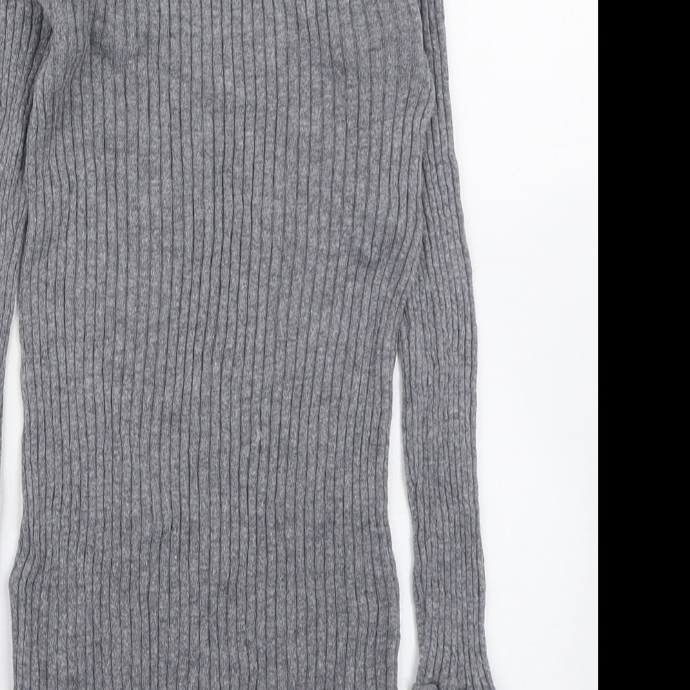 Topshop Womens Grey High Neck  Viscose Pullover Jumper Size 8