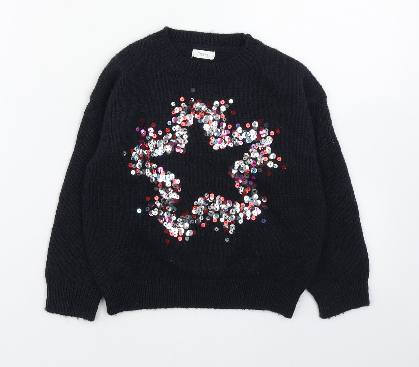 NEXT Girls Blue Round Neck  Acrylic Pullover Jumper Size 5 Years  Pullover