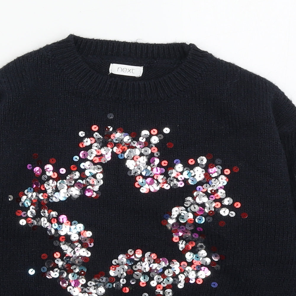 NEXT Girls Blue Round Neck  Acrylic Pullover Jumper Size 5 Years  Pullover