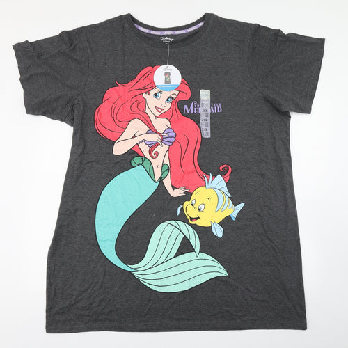 Primark Womens Grey Solid Cotton Top Pyjama Top Size 2XL   - The Little Mermaid