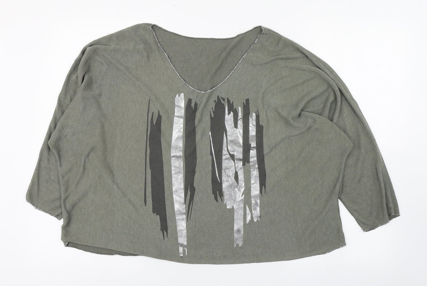 Preworn Womens Green  Viscose Basic T-Shirt Size 8 Boat Neck