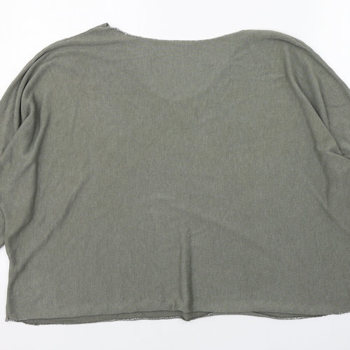 Preworn Womens Green  Viscose Basic T-Shirt Size 8 Boat Neck