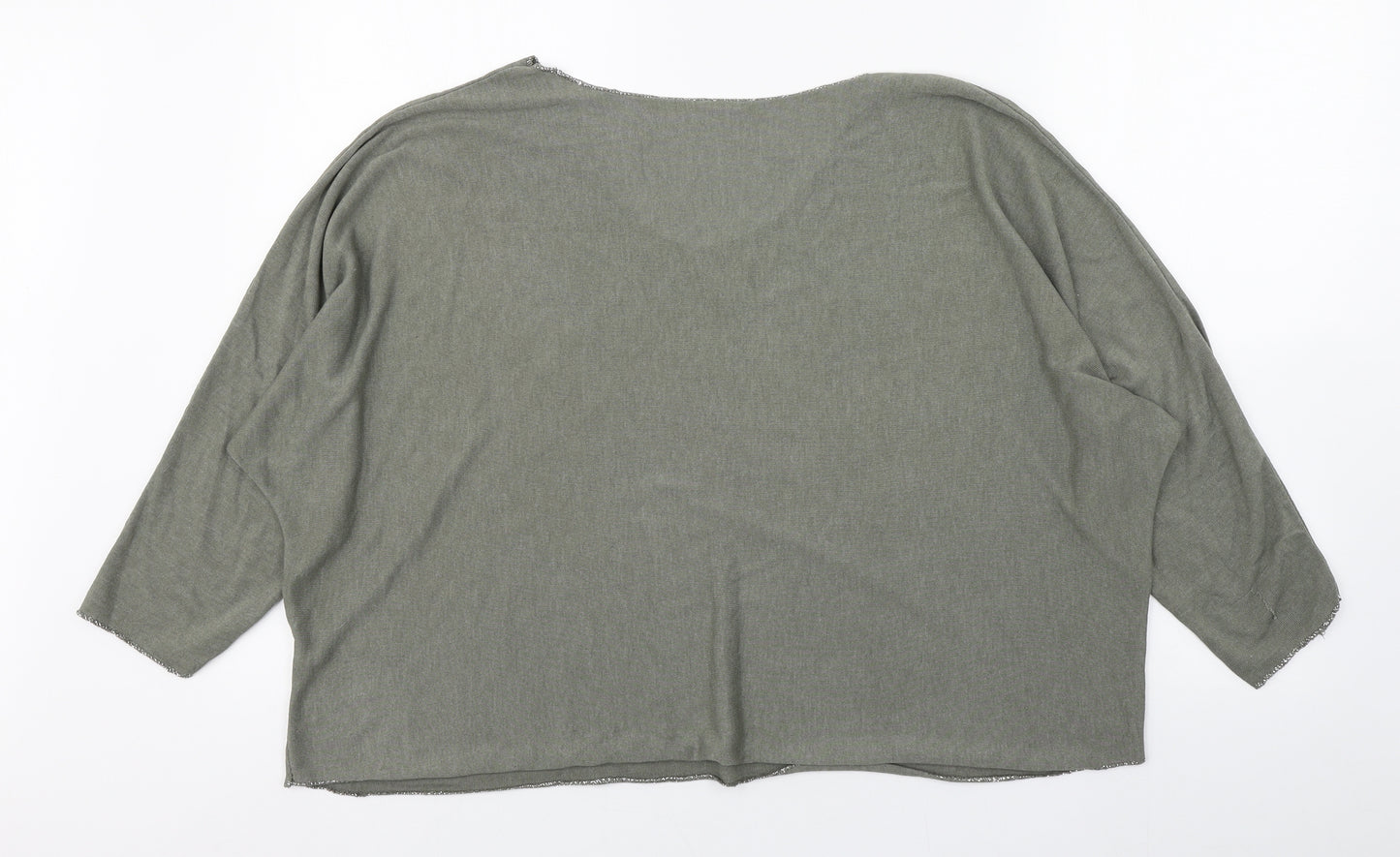 Preworn Womens Green  Viscose Basic T-Shirt Size 8 Boat Neck