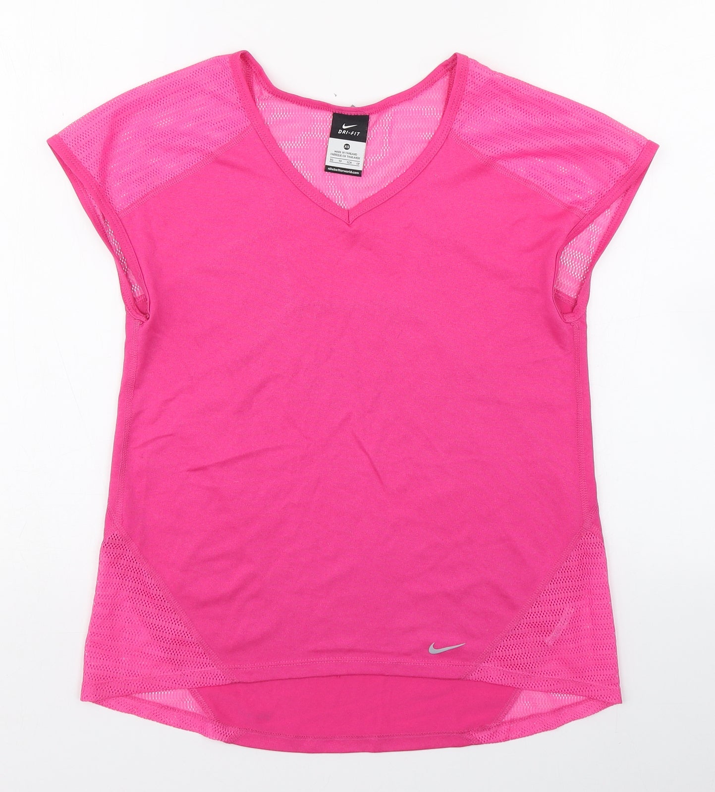 Nike Womens Pink  Polyester Basic T-Shirt Size XS V-Neck Pullover