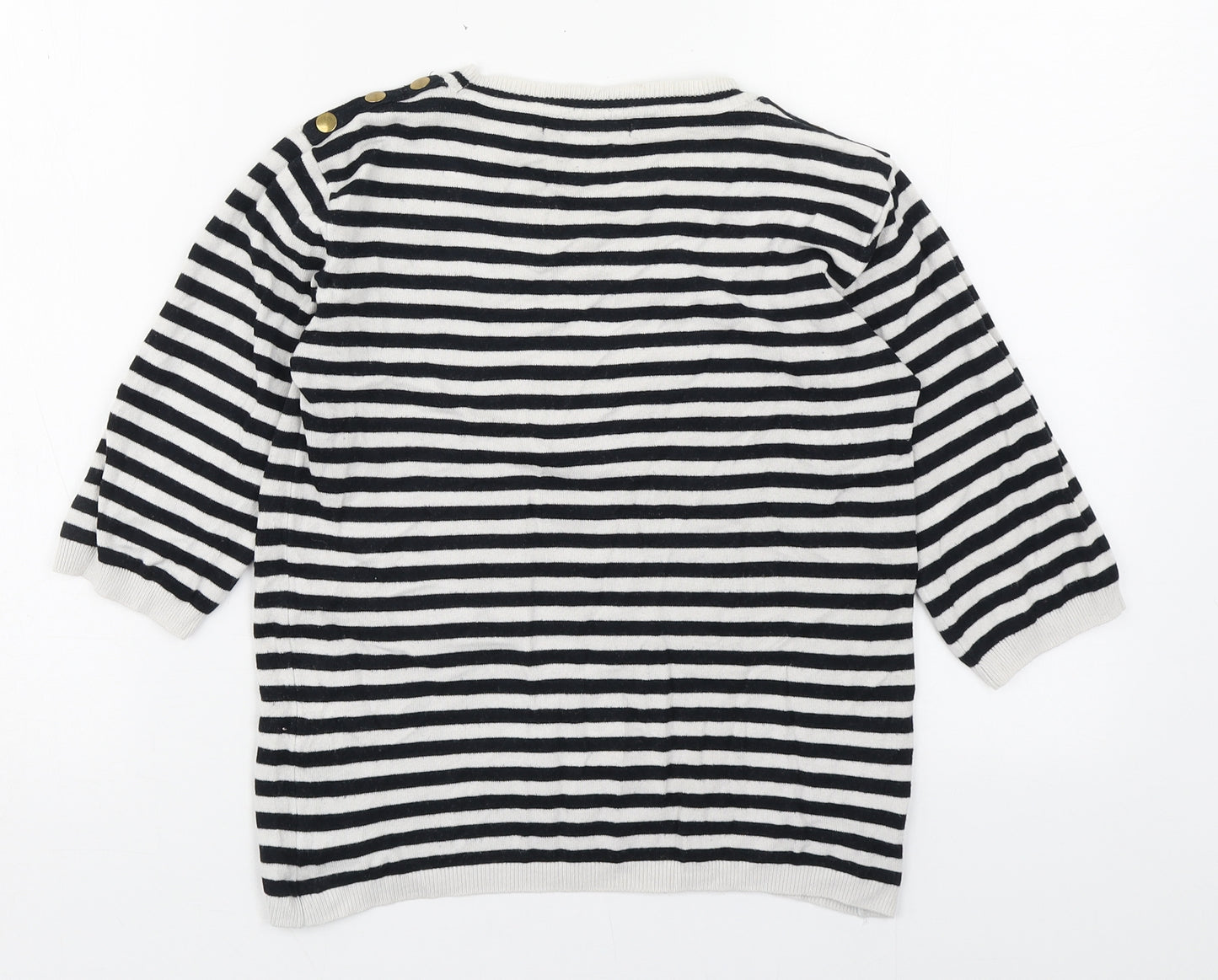 Atmosphere Womens Black Striped Cotton Basic T-Shirt Size 12 Round Neck