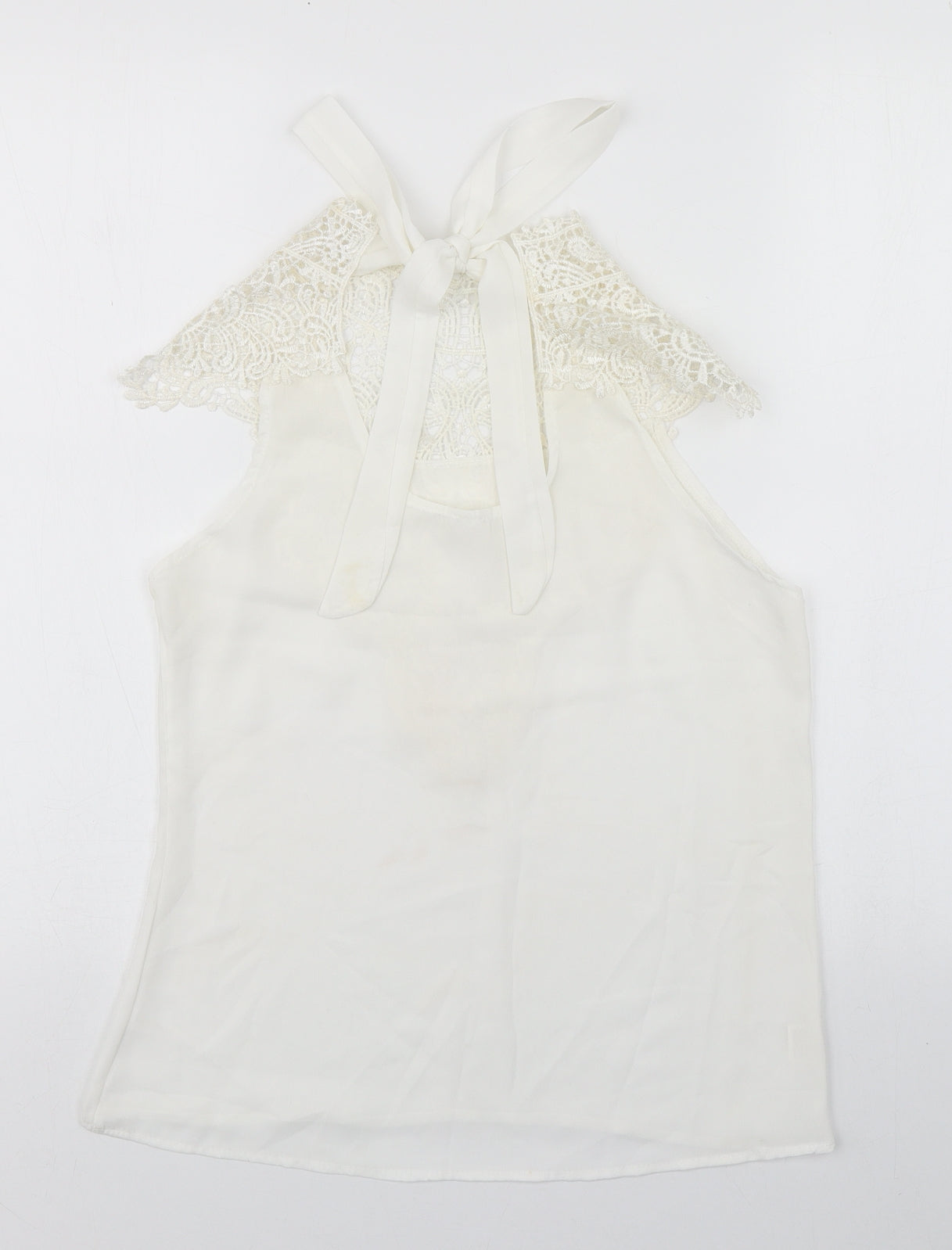 Preworn Womens Ivory  Cotton Tunic Blouse Size S Round Neck