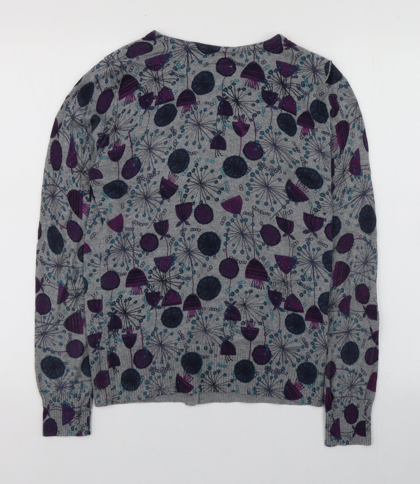 Mantaray Womens Multicoloured Scoop Neck Floral 100% Cotton Cardigan Jumper Size 12