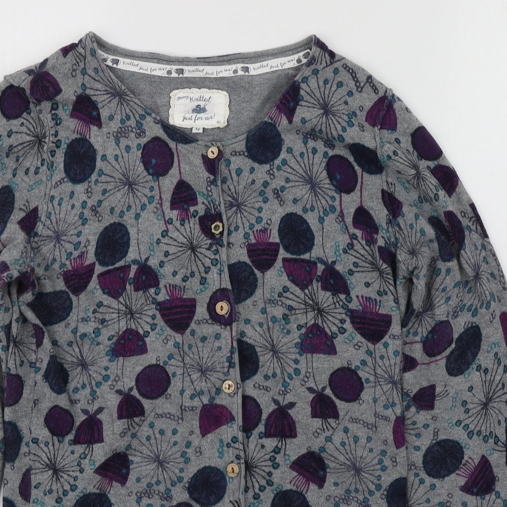 Mantaray Womens Multicoloured Scoop Neck Floral 100% Cotton Cardigan Jumper Size 12