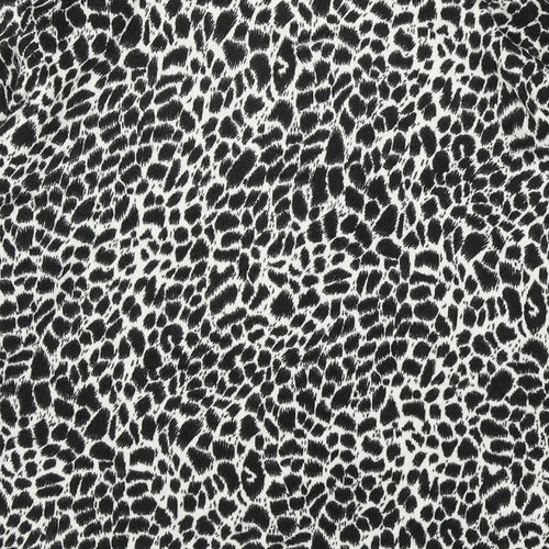 Marks and Spencer Womens Black Scoop Neck Animal Print Acrylic Cardigan Jumper Size 14