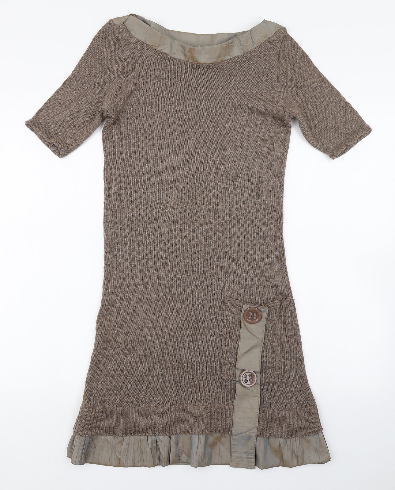 OGO Womens Brown  Acrylic Jumper Dress  Size S  Boat Neck Pullover